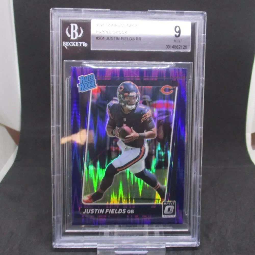 2021 Donruss Optic Justin Fields Purple Shock Prizm RR RC #204 SP BGS 9